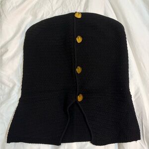 Zara Black Strapless Top with Gold Buttons